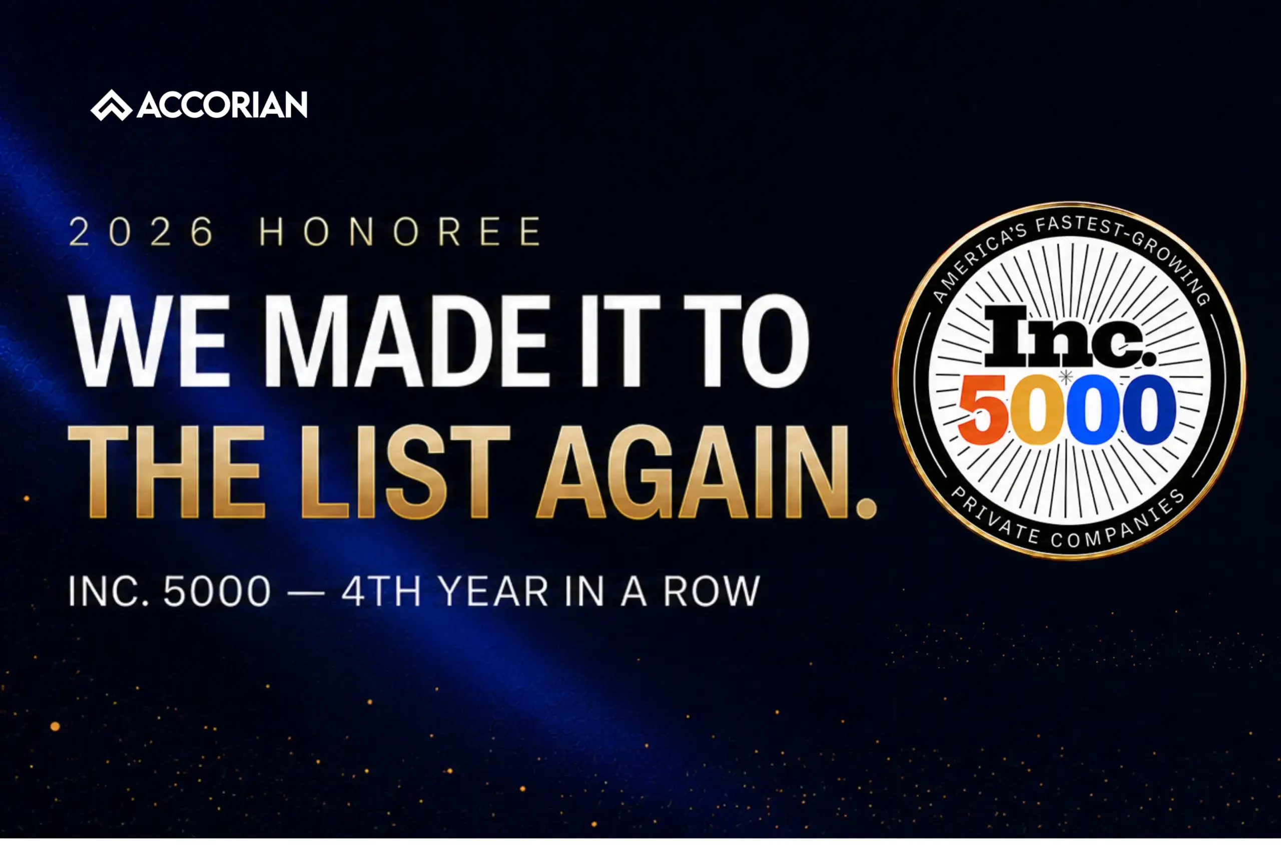 Accorian Named to Inc. 5000 for Fourth Consecutive Year